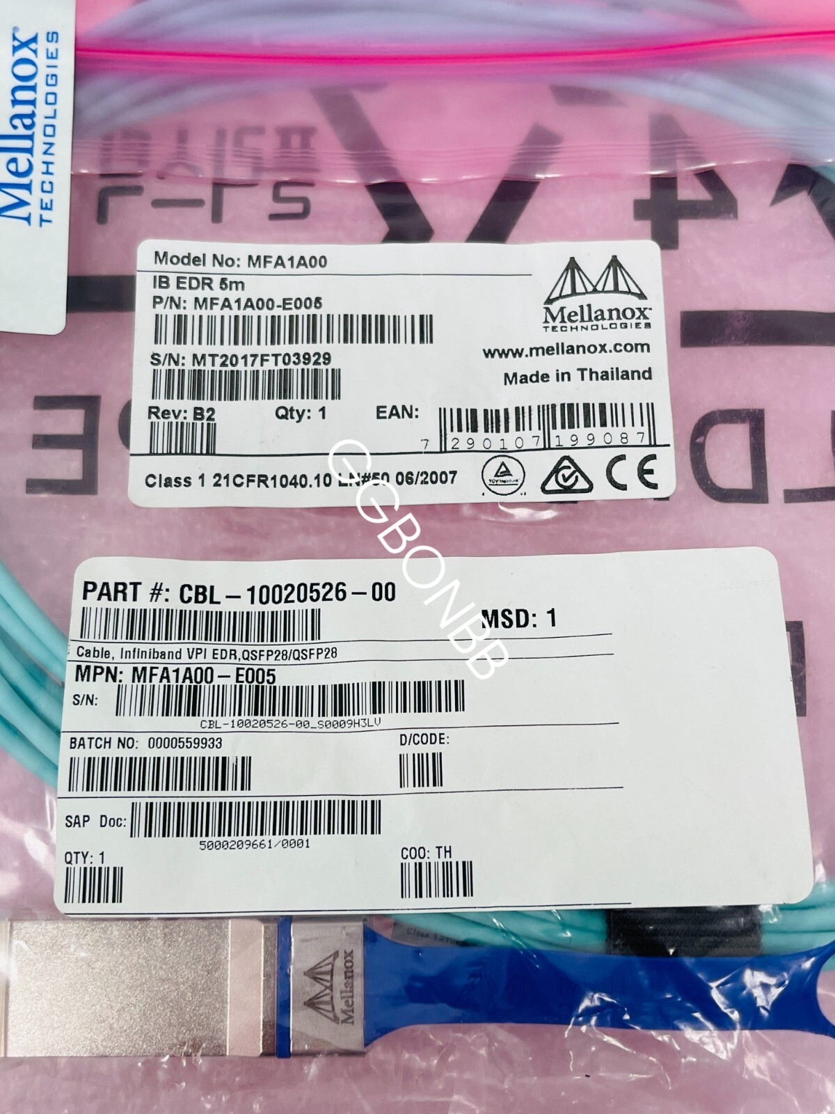 NEW Mellanox MFA1A00-E005, 100G QSFP28 Active Optical Cable FedEx or DHL or UPS