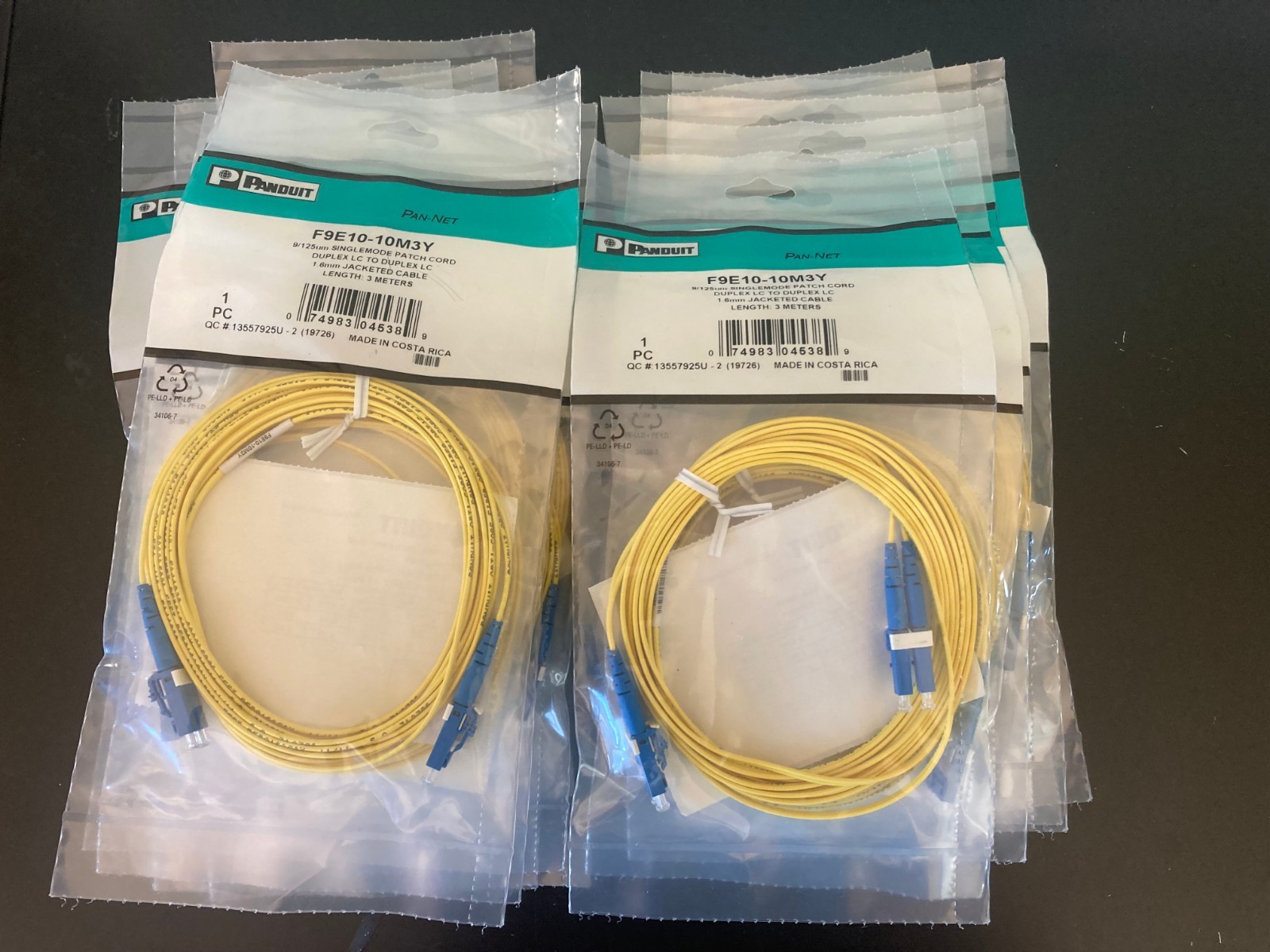 LC TO LC 3 METERS PANDUIT F9E10-10M3Y 9/125UM PLENUM ZIPCORD 3METERS SINGLEMODE