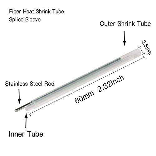600pcs Fiber Splice Sleeves（2.6mm diam, 60mm Length） Fusion Fiber Optic Cable…