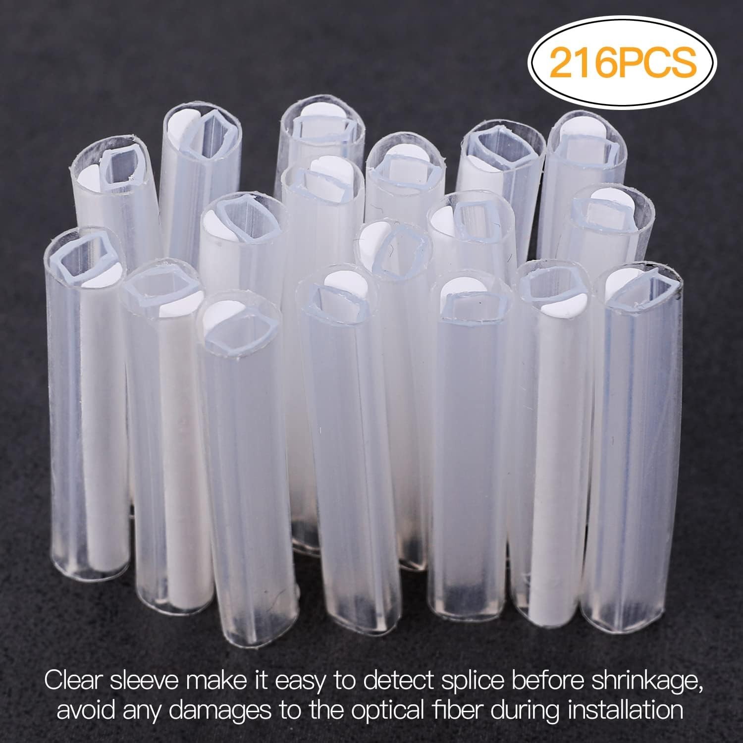 216Pcs Fiber Optic Fusion Sleeves 40mm – Clear