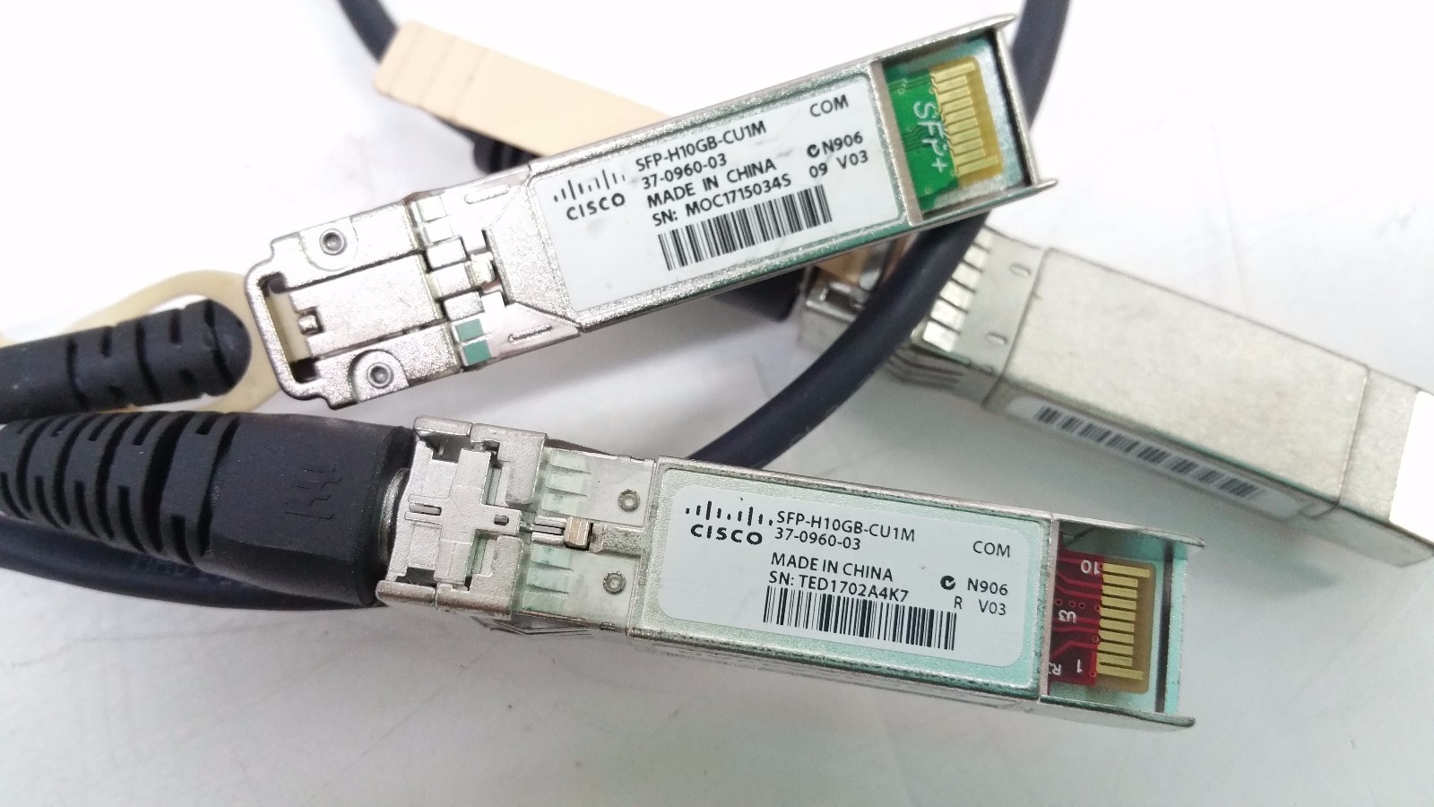 Cisco SFP-H10GB-CU1M 10GBASE-CU SFP+ Cable 1 Meter (Lot of 2)