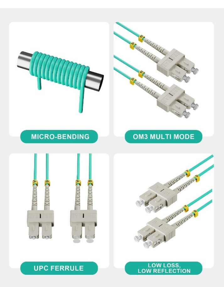5 Pack 1M OM3 LC to LC Fiber Patch Cable 10/40Gb Duplex 50/125um Multimode