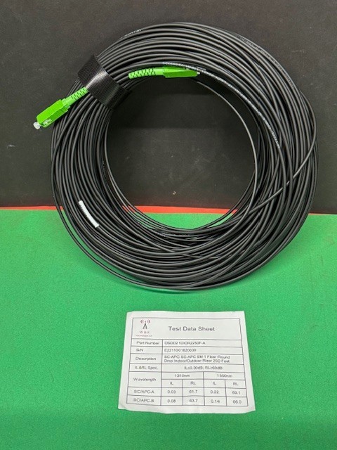 WBE Tech SC-ACP/SC-ACP SM 1 Fiber Round Drop Indoor/Outdoor Riser 250ft