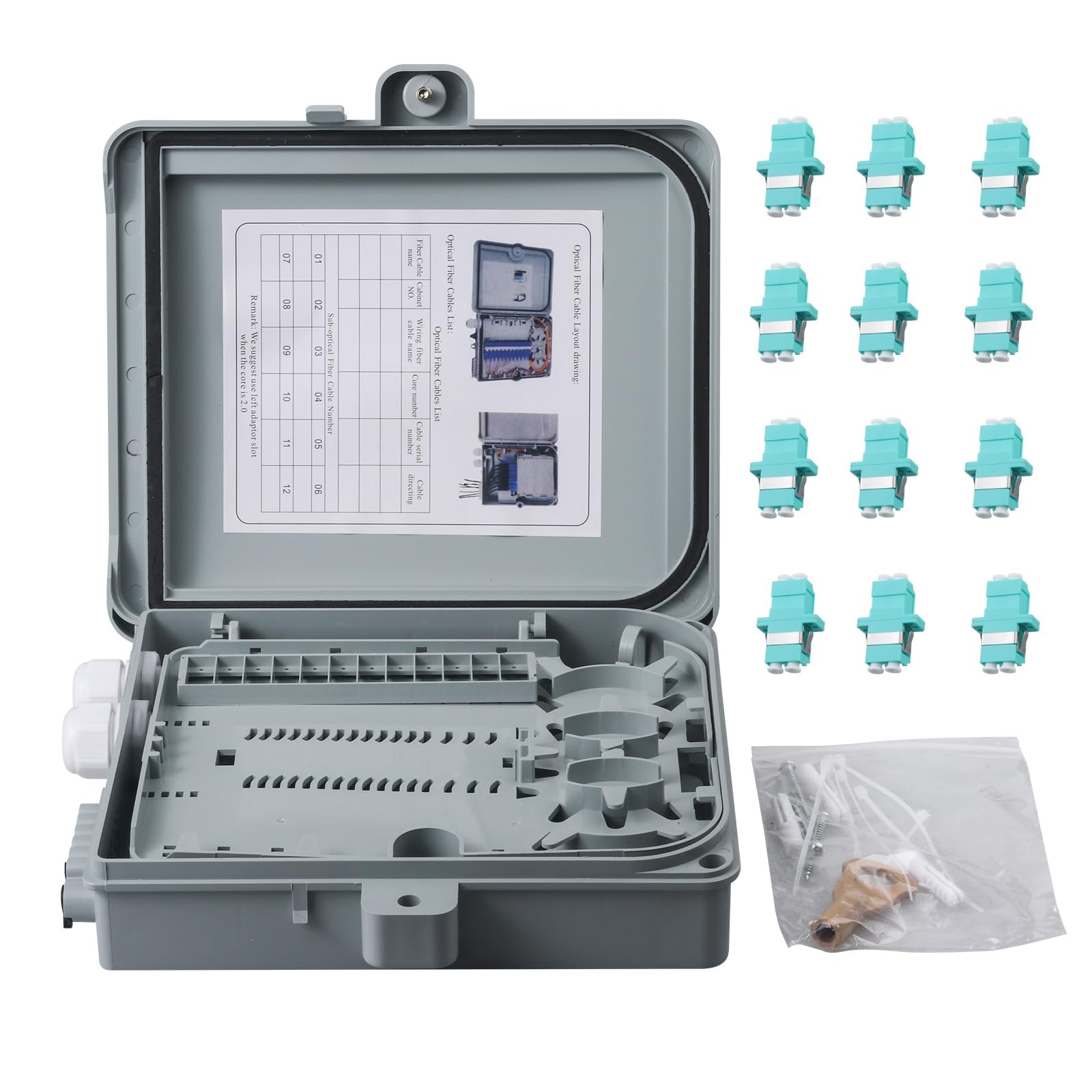 12 Core Fiber Optical Terminal Box With 12 PCS LC Duplex OM3 Multimode