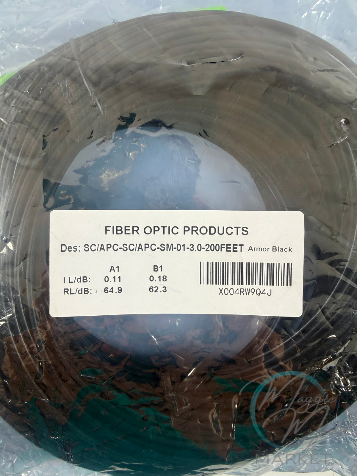 New 200 Feet Single Mode Simplex Fiber Optic Cable SC/APC 3mm Black Patch Cord