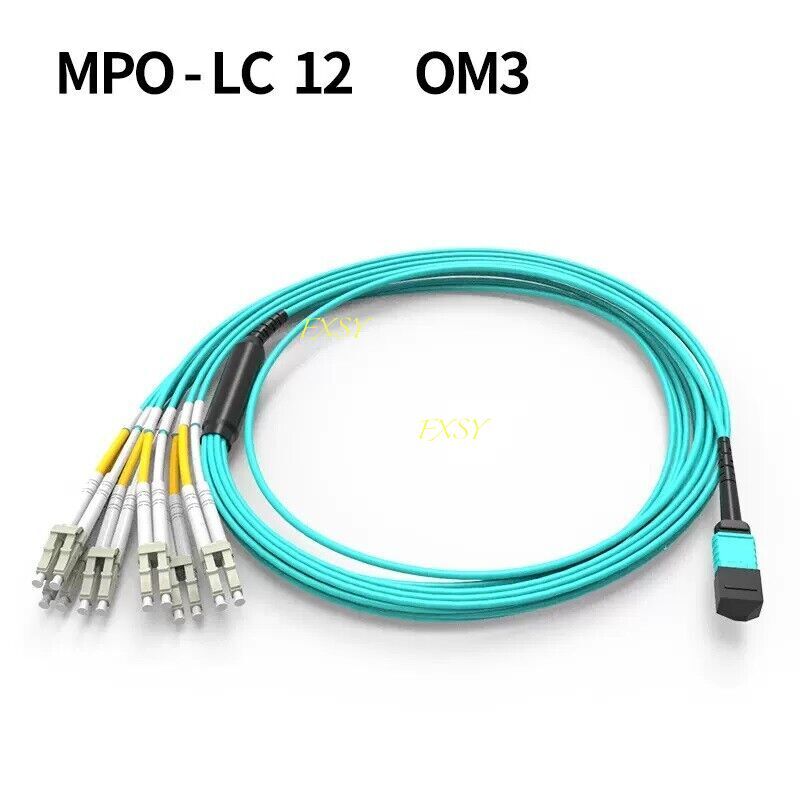 1-20M MPO Male to 6 LC Duplex 12 core OM3 Branch Fiber Optic Patch Cord Jumper