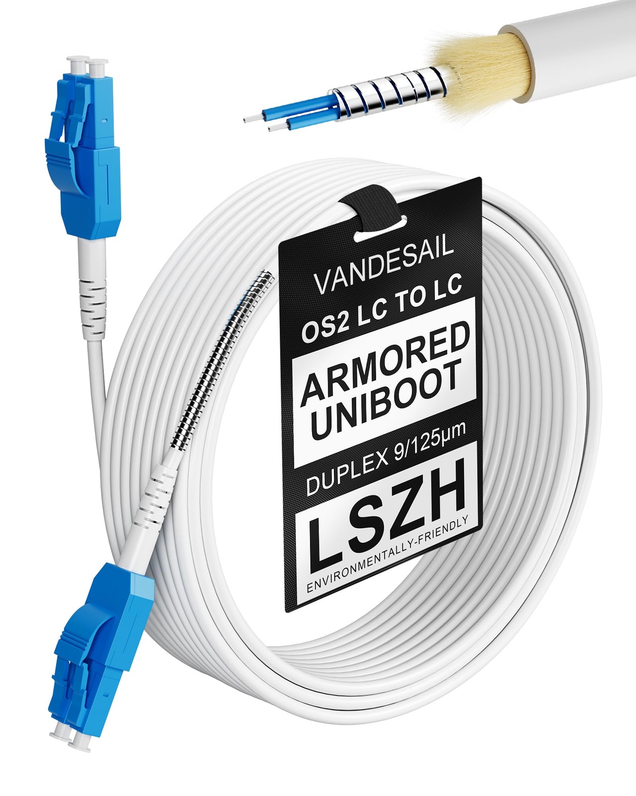 Armored Uniboot Fiber Optic Patch Cable 20M 65FT LC to LC Single Mode SMF