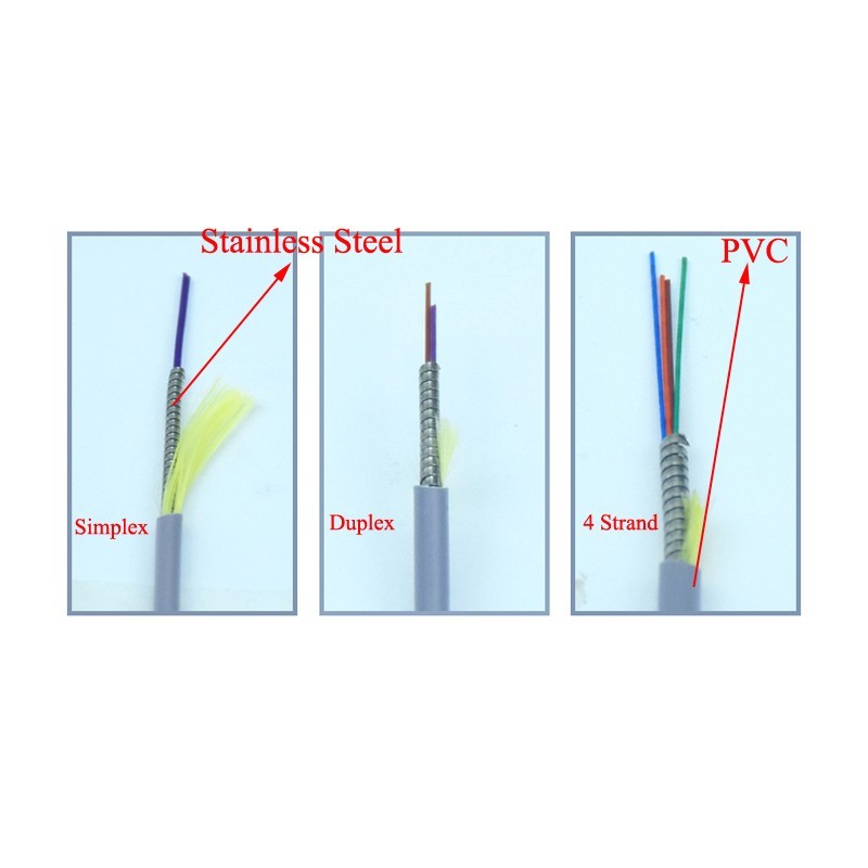 40~300M Armored LC/FC/SC/ST UPC MM 4Strand Fiber Optic Cable 62.5/125 Patch Cord