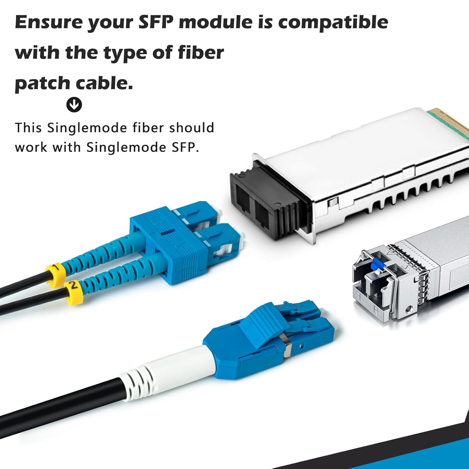 Armored 656ft LC to SC Single Mode Fiber Cable, 9/125um, Outdoor Use
