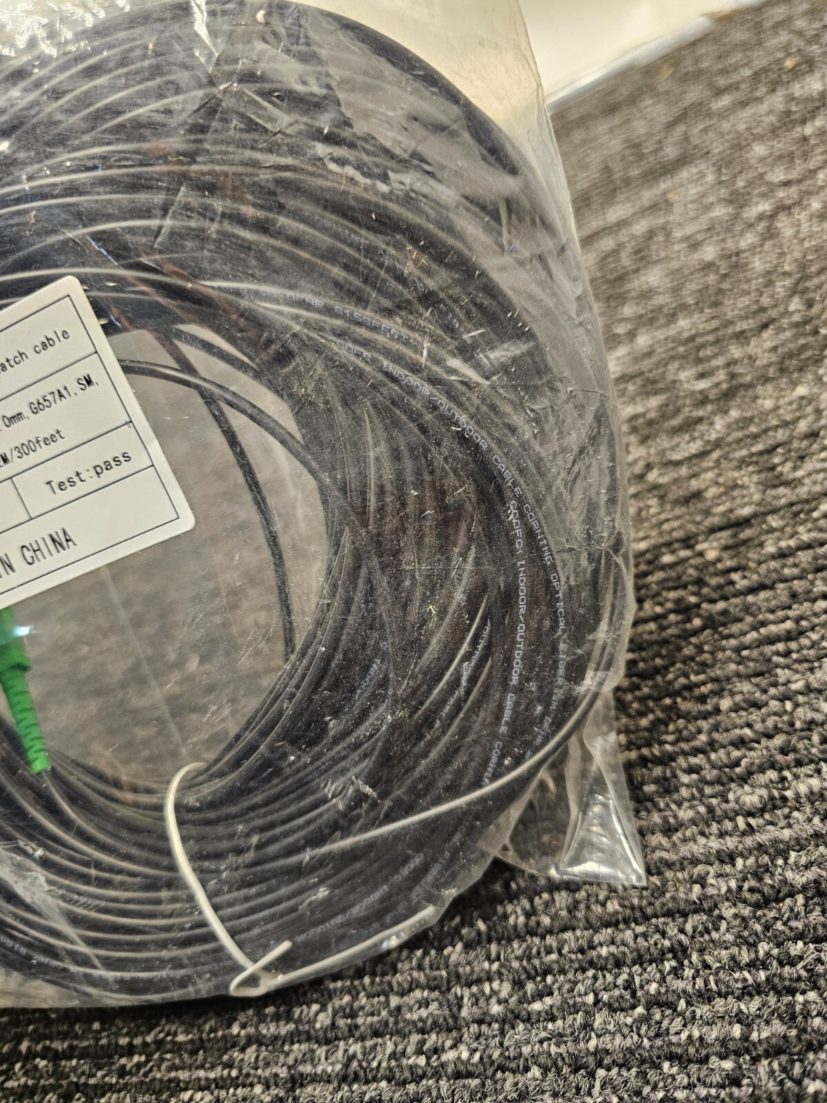 G657A1 300FT Ruggedized Fiber Patch Cable SC/APC-Blunt 3.0mm Black