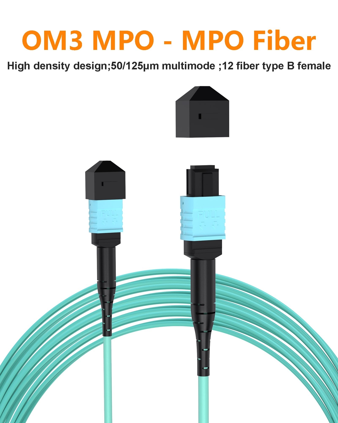 MPO Fiber Cable 3FT, Type B 12 Cores MPO to MPO Cable OM3 Fiber Patch Cable 1…