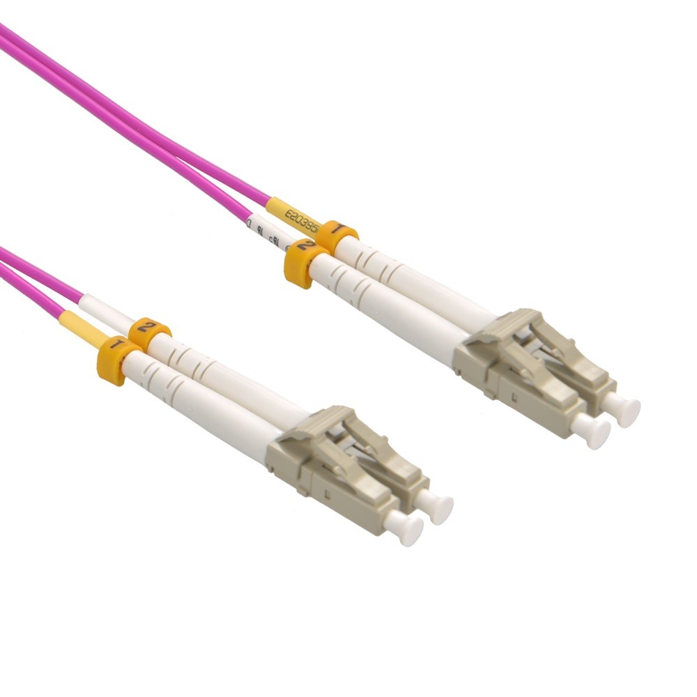 7m LC/UPC-LC/UPC OM4 Multimode Duplex OFNR 2.0mm Erika Violet Fiber Optic Patch