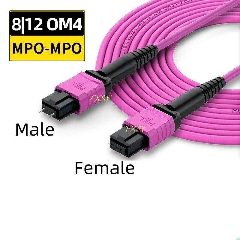 1-40M MPO/PC Male to MPO/PC Female OM4 8|12F Type B Fiber Optical Patch Cord lot