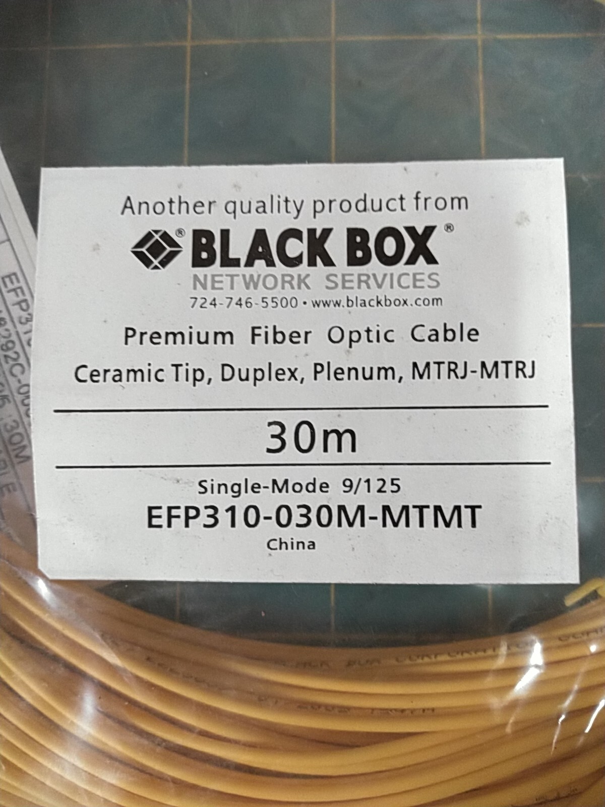Black Box Duplex Fiber Optic Cable Single-Mode MTRJ-MTRJ 30m