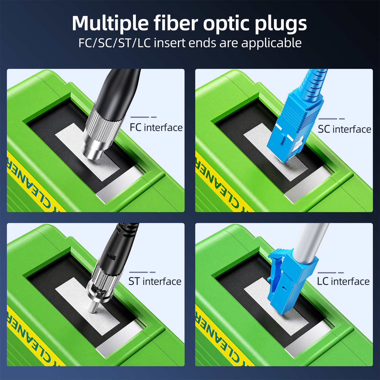 One-Click Fiber Cleaner for SC LC FC ST MU Connectors, 500+ Uses