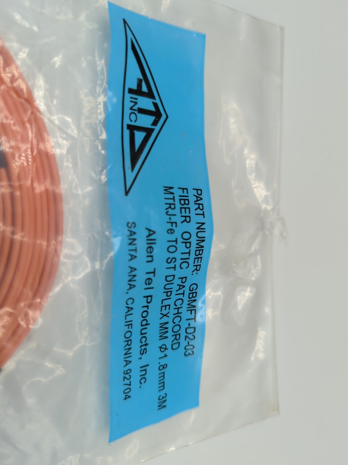 Allen Tel GBMFT-D2-03 Multimode OM1 Duplex MTRJ(F) to ST Fiber Optic Patch Cord