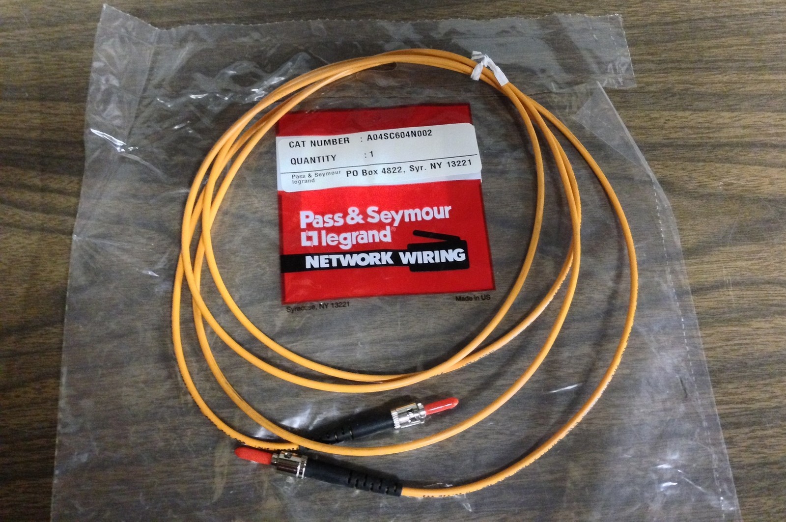 ST-ST Fiber Optic Patch Cord MM Multimode 62.5/125 Simplex 2 Meter A04SC604N002