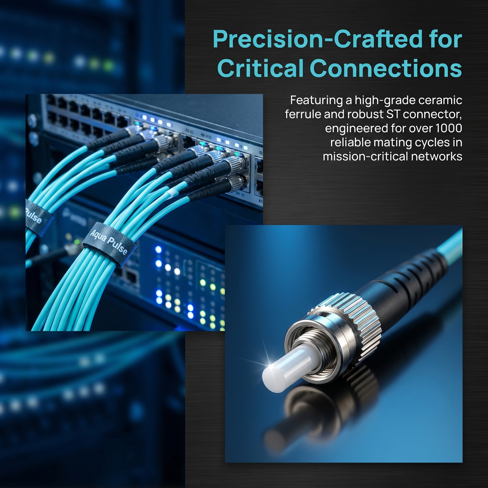 1M-40M ST-ST Duplex Multimode OM3 10 Gigabit Fiber Optic Cable Patch Cord