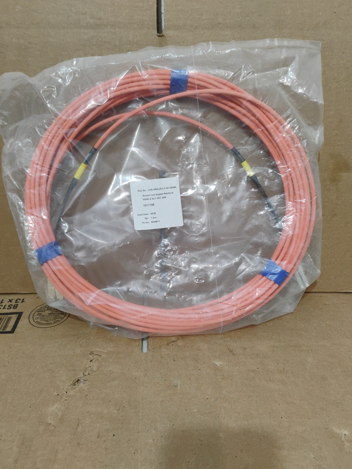 20M Round Cord Duplex Fiber Optic Patchcrd Cord Jumper