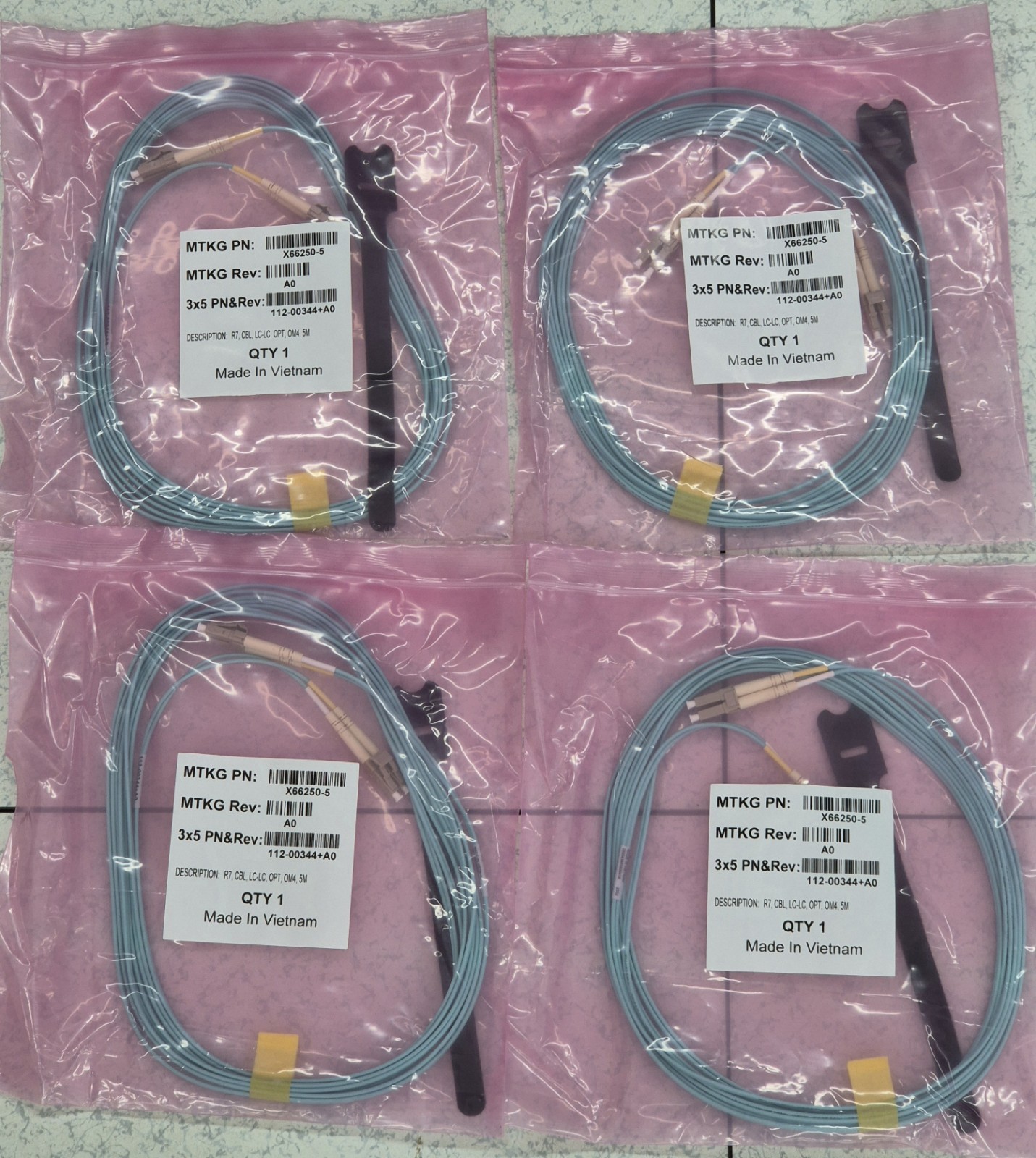 4x NetApp X66250-5 LC-LC Multimode OM4 Duplex Fibre Fiber Cable 5m New