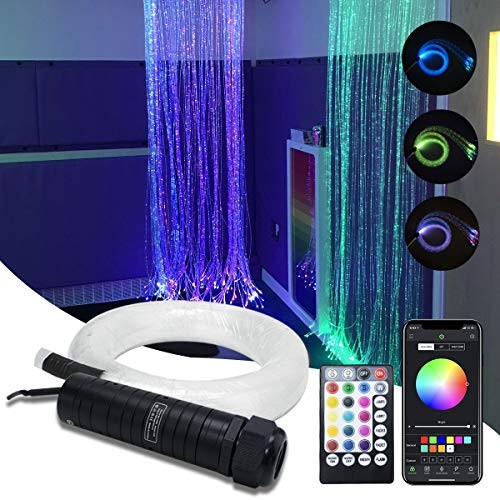 6W RGBW Fiber Optic Curtain Light Kit, Bluetooth Waterfall 200pcs*0.03in*6.5ft