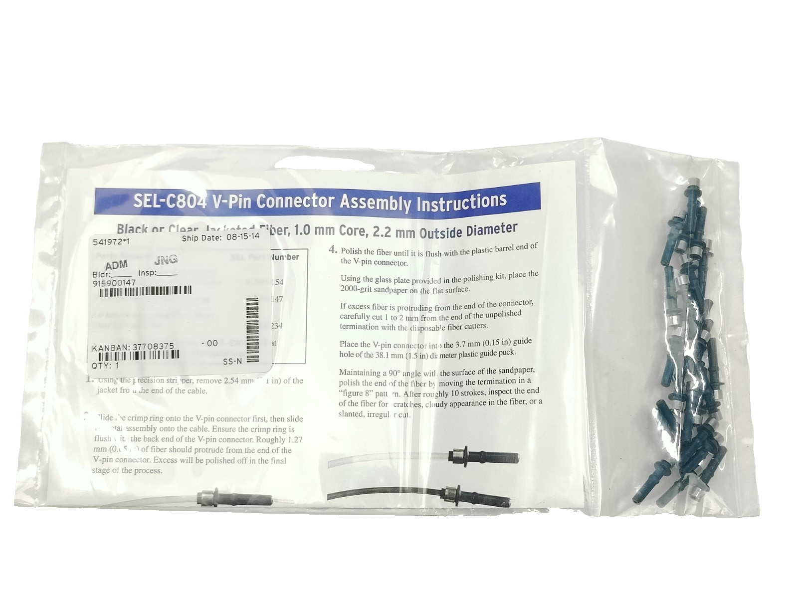 1000 + PCS. SCHWEITZER ENGINEERING SEL-C804 V-PIN CONNECTOR ASSEMBLY 1.0mm CORE