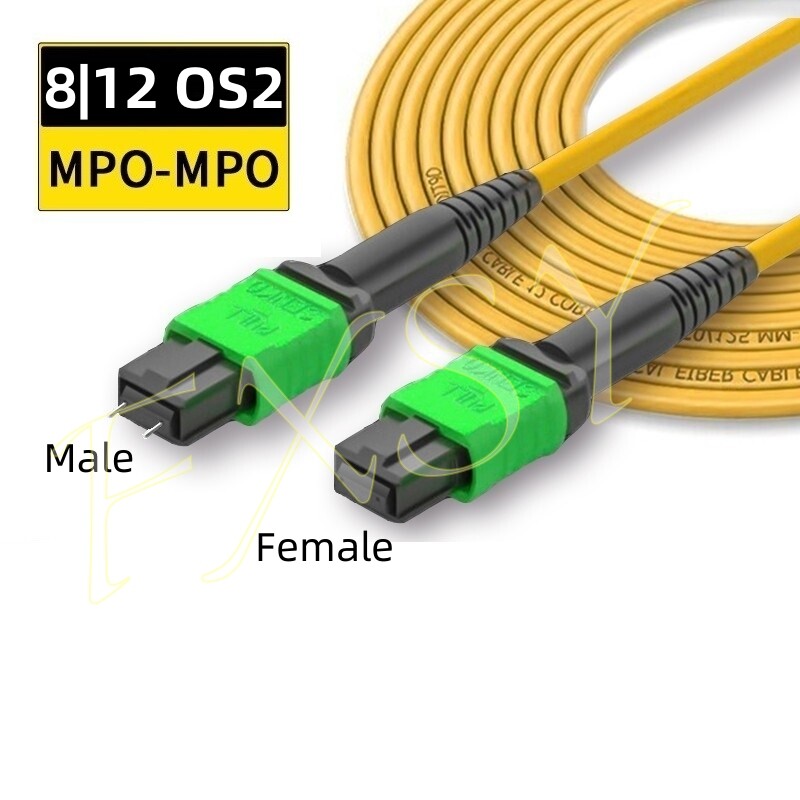 1-100M MPO Male to MPO Female UPC APC 8|12F OS2 SM Optical Fiber Patch Cord lot