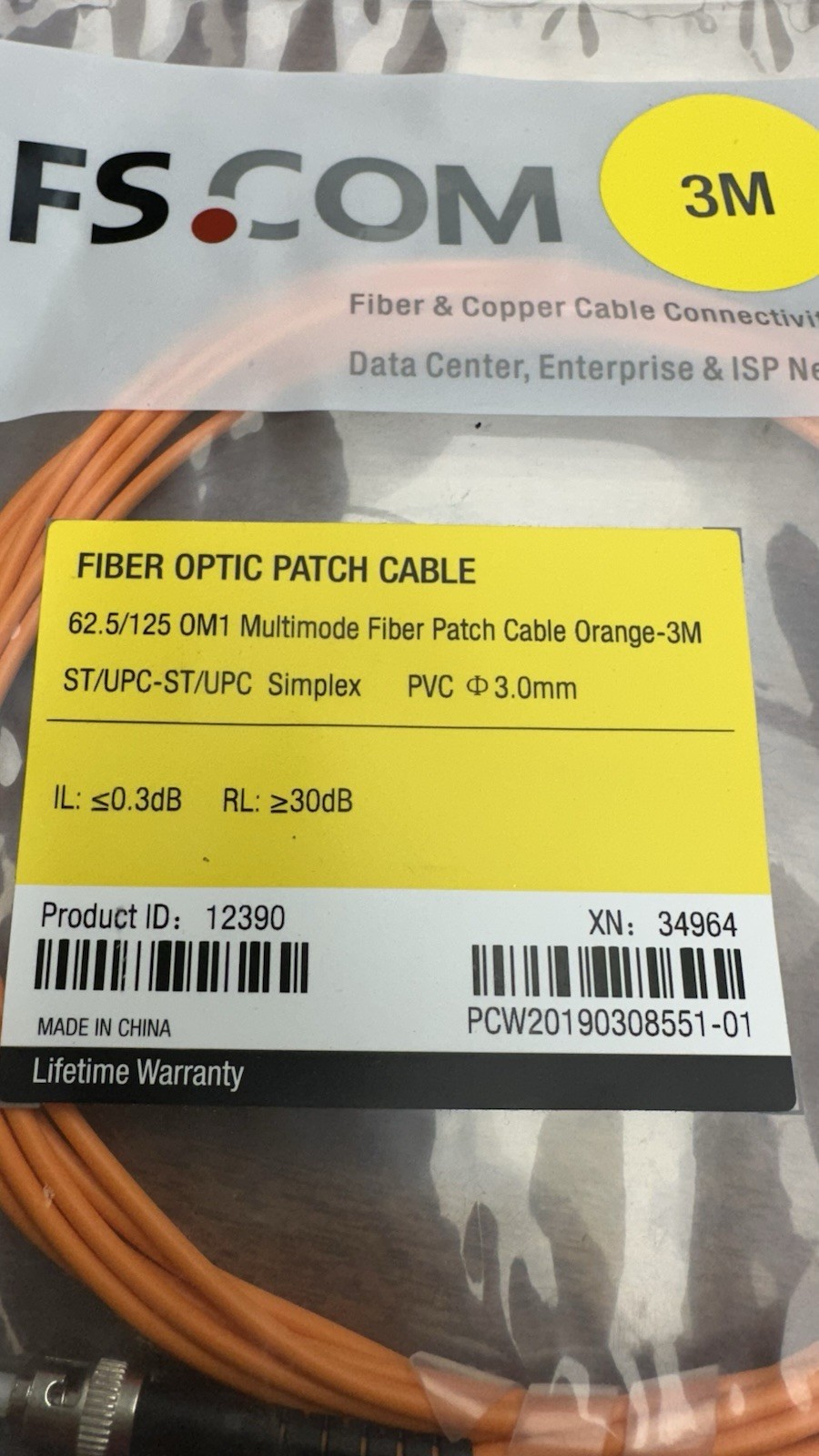 FS.com 12390 Multi mode Fiber Patch Cable