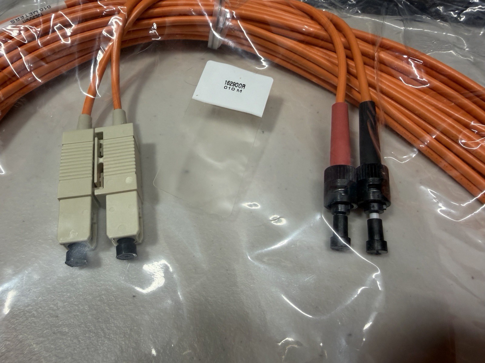 Americable Fiber Optic Cable ST/SC 10M Orange, OM1, 62.5/125 Type, Duplex New!