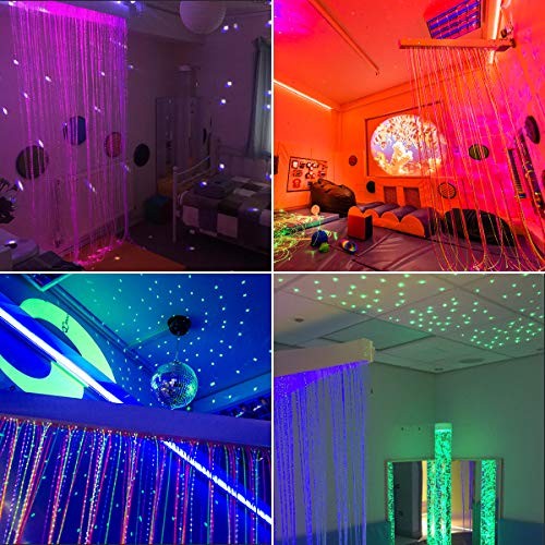6W RGBW Fiber Optic Curtain Light Kit, Bluetooth Waterfall 200pcs*0.03in*6.5ft