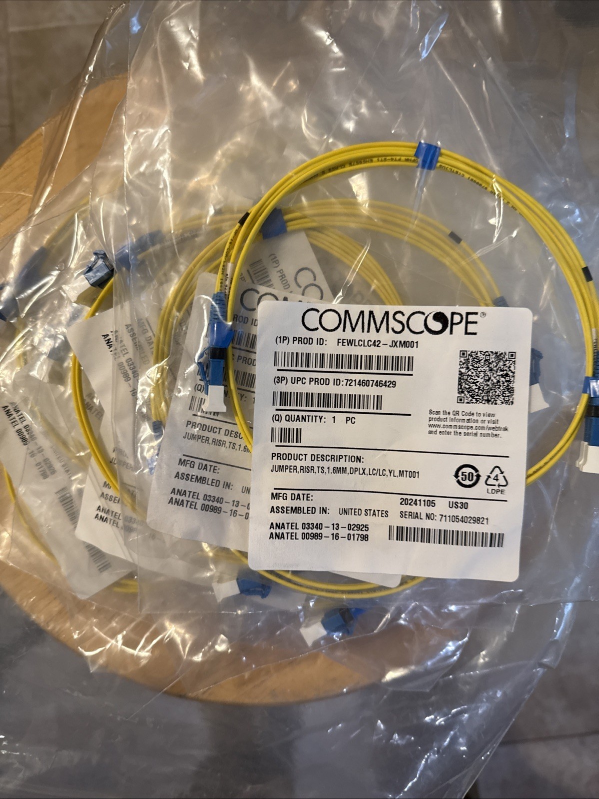 LOT OF 12 COMMSCOPE FEWLCLC42 JXM005 JUMPER RISER 1.6MM
