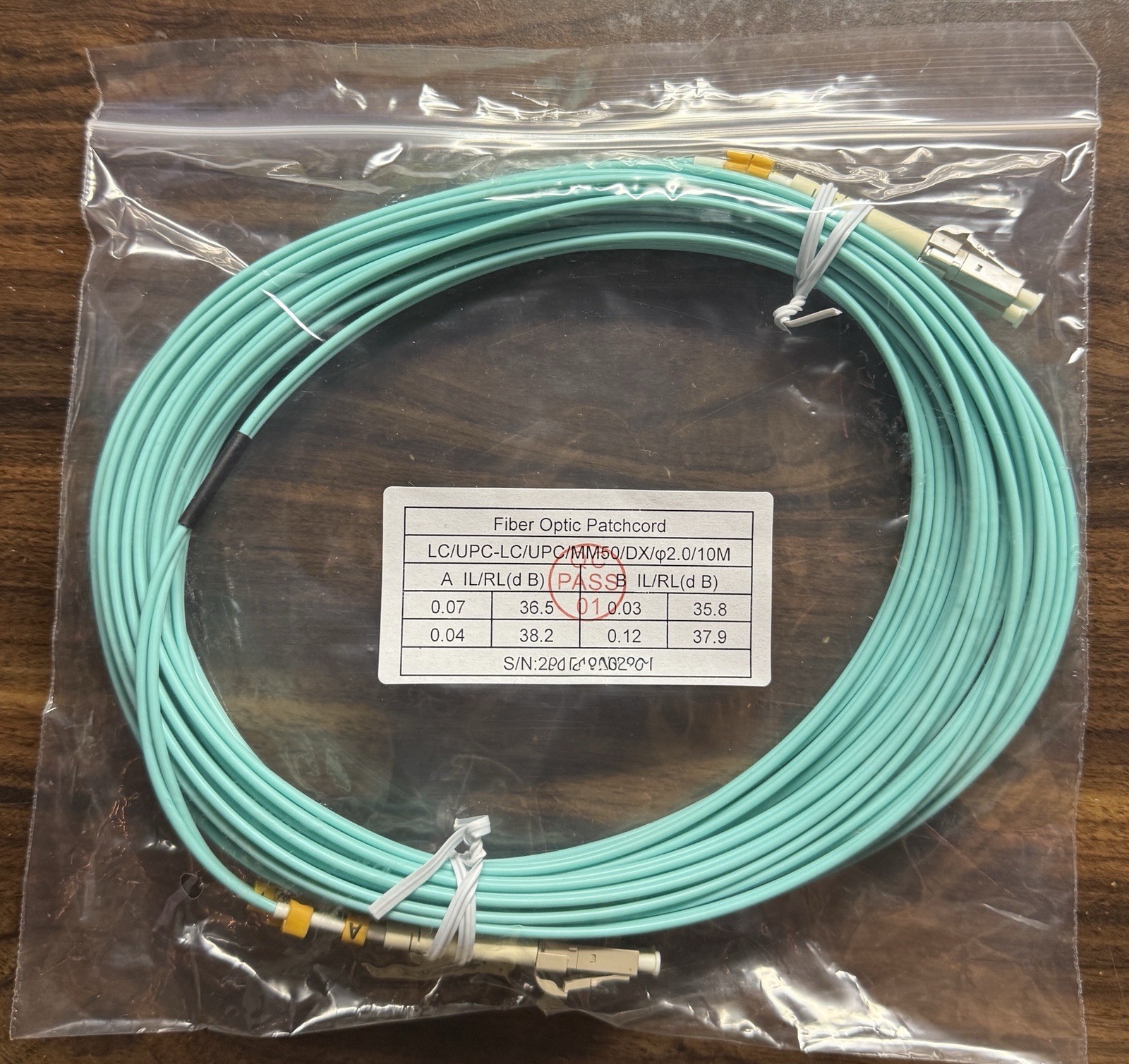 10m LC UPC to LC UPC Duplex 2.0mm PVC OM3 Multimode Fiber Optic Patch cable