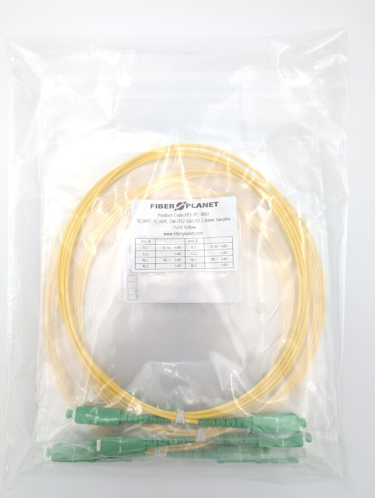 1-15m SC APC to SC APC Simplex OS2 Single-Mode Fiber Optic Patch Cable – Jumper