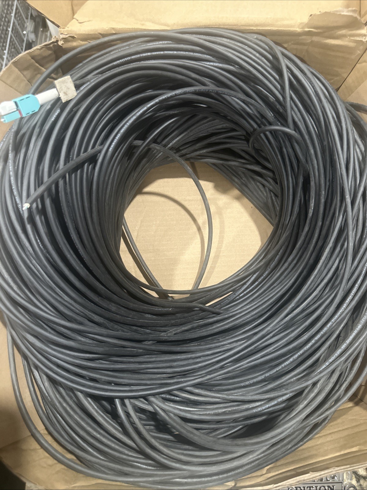 656ft/200m OD-5mm Industrial TPU OM3 Fiber LC to LC Outdoor Armored Fiber Patch