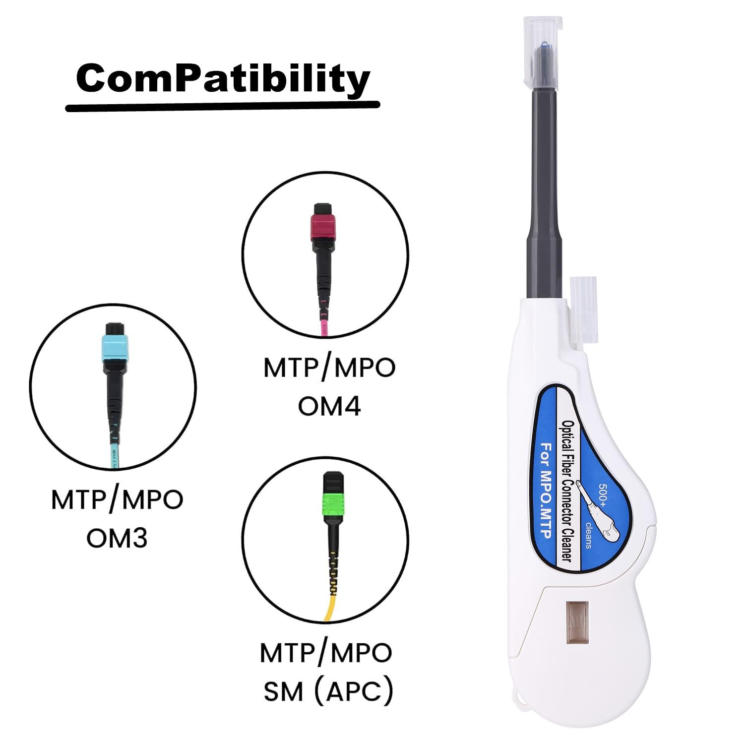 Fiber Optic Cleaner for MPO/MTP Connectors, over 500 Cleans, Fiber Endface & Op