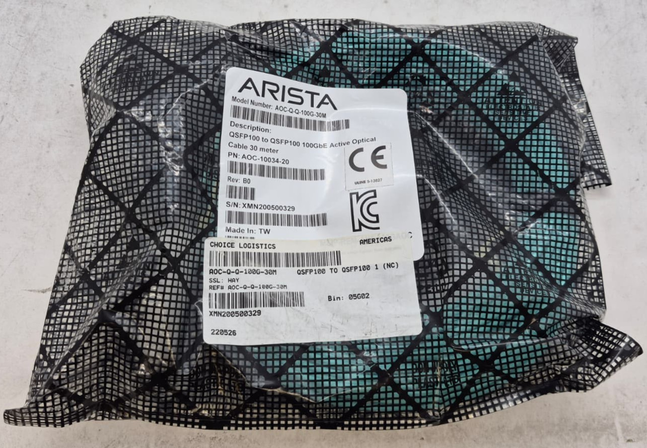 Sealed ARISTA AOC-Q-Q-100G-30M 30 Meter Active Optic Fiber Cable AOC-10034-20