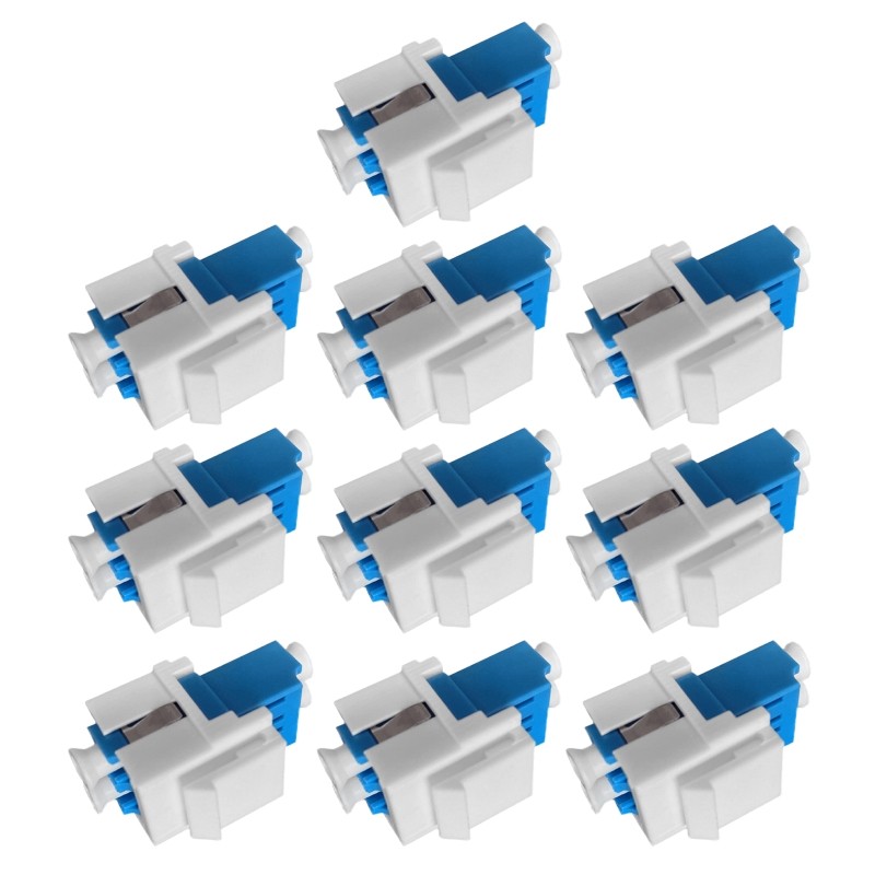 10Pack Fiber Keystone Jacks Snap Fitting Duplex LC Connector Jacks Adapter