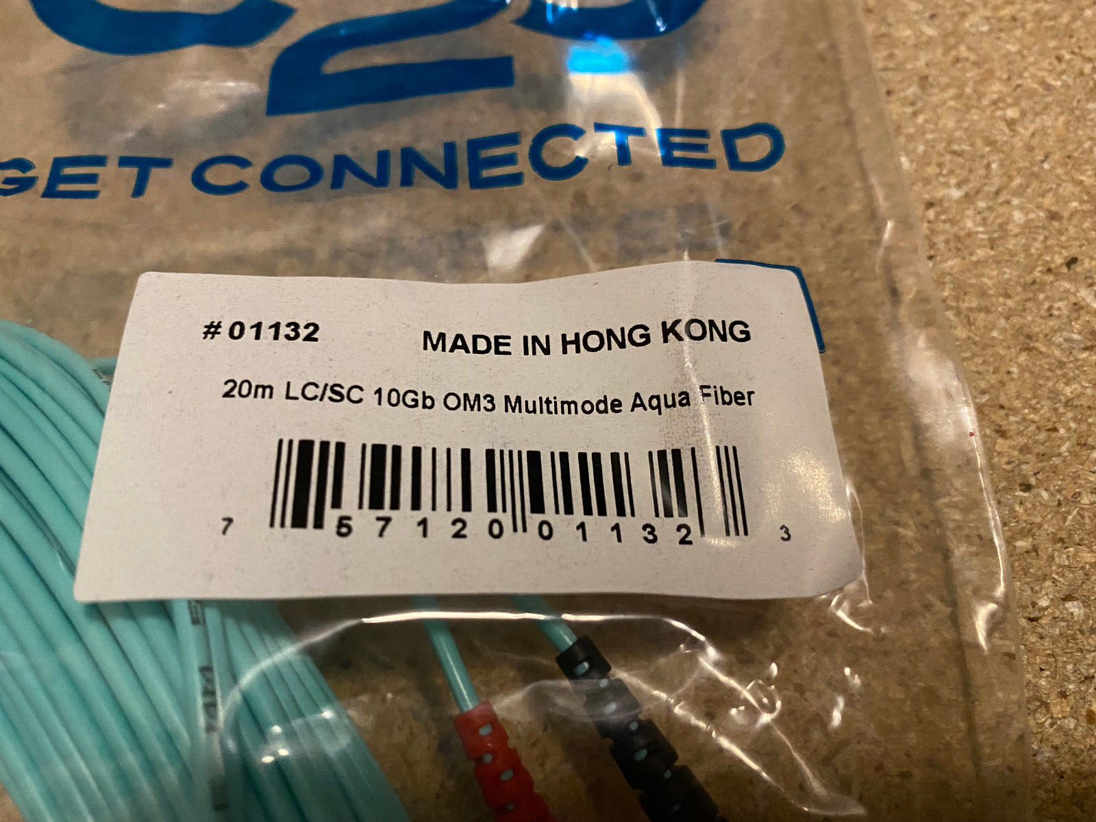 CablesToGo 20m LC/SC 10Gb OM3 Multimode Aqua Fiber Cable (#01132) – Brand New