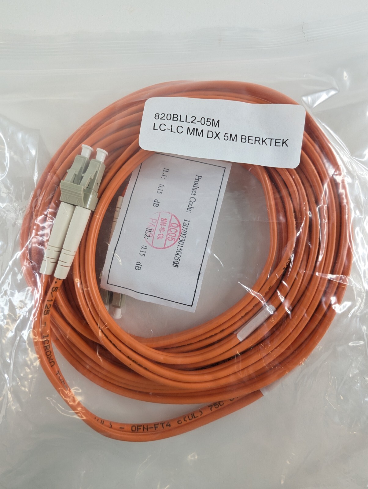 LC UPC to LC UPC Fiber Patch Cable 5m OM5 Duplex Multimode Network 2.0mm Berktek