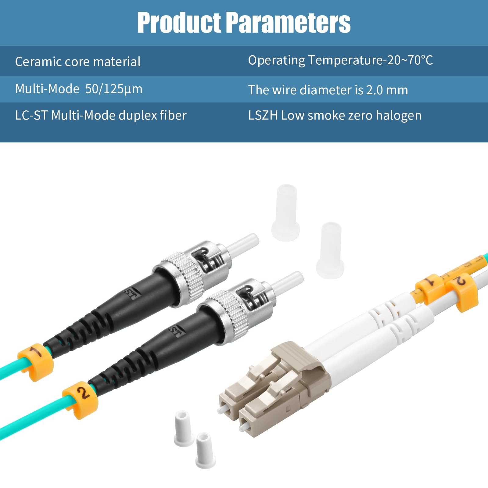 OM3 LC to ST Multi-Mode Fiber Patch Cable Duplex 50/125m 10G/40G OD-2.0mm