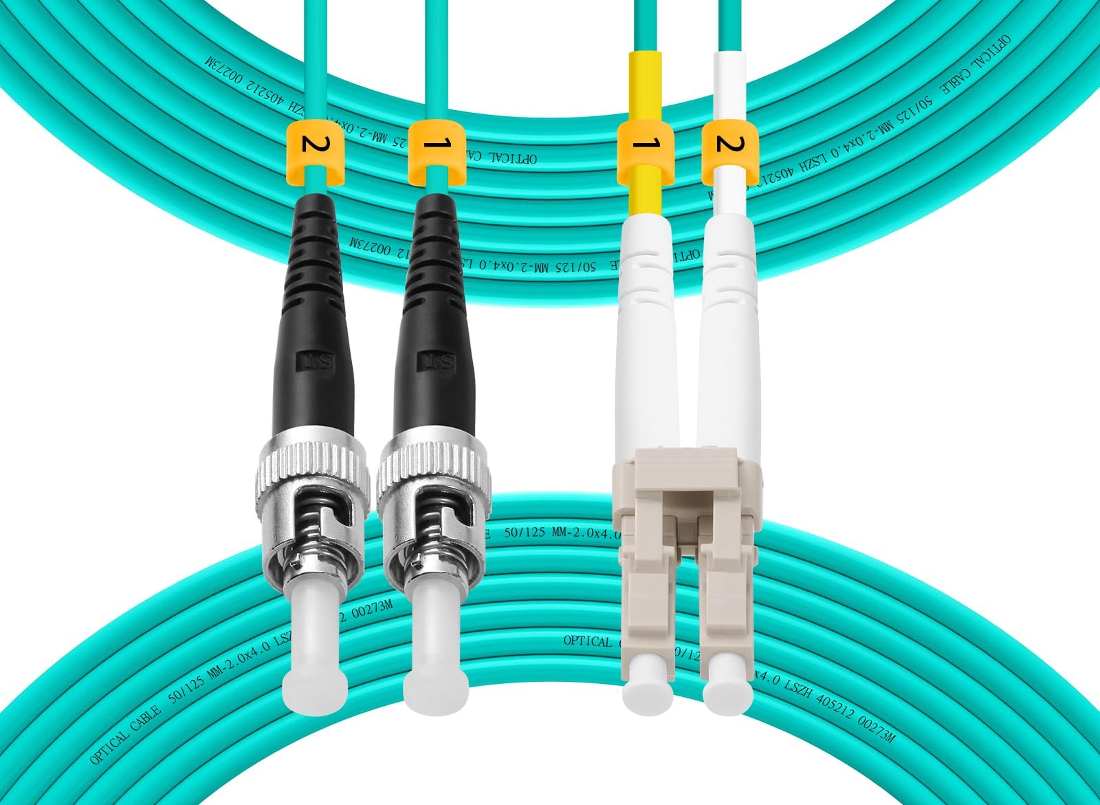 OM3 LC to ST Multi-Mode Fiber Patch Cable Duplex 50/125m 10G/40G OD-2.0mm