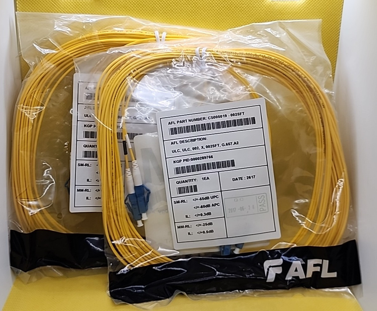 LOT OF 2 – AFL 25FT CS005019-0025FT FIBER OPTIC CABLE [RB6]