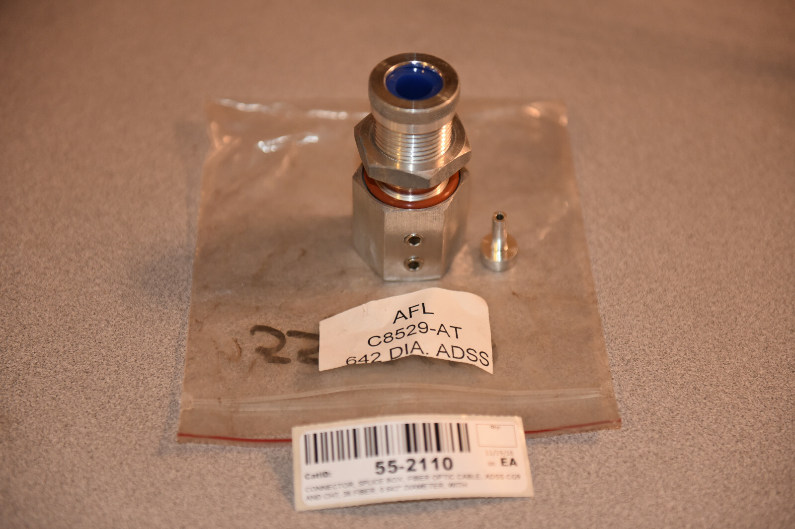 Lot of (4) AFL C8529-AT ADSS Fiber Optic Cable Splice Box Connectors – 0.642″