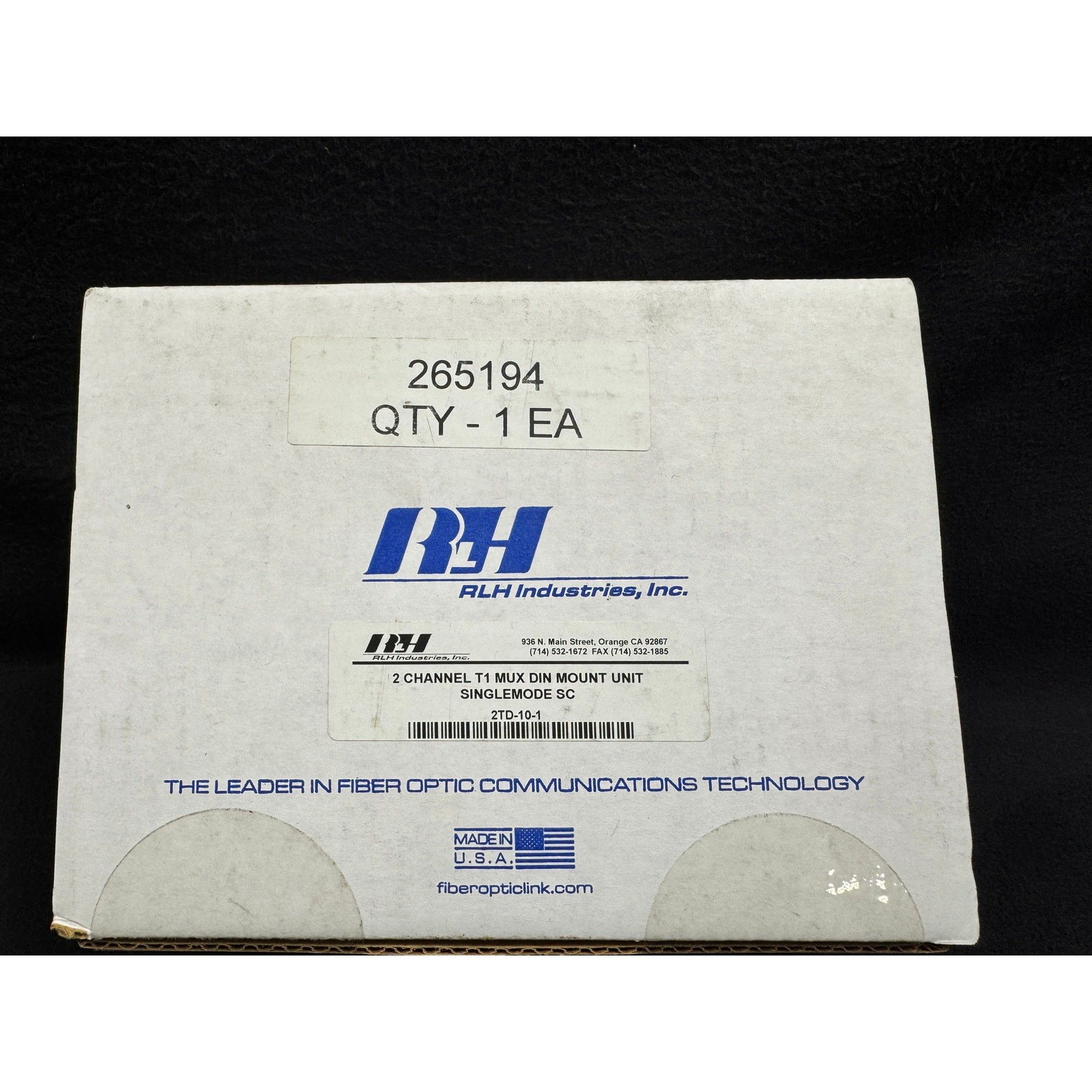 New Old Stock RLH Industries 2 Channel T1 MUX DIN Mount Unit Single Mode 2TD-101
