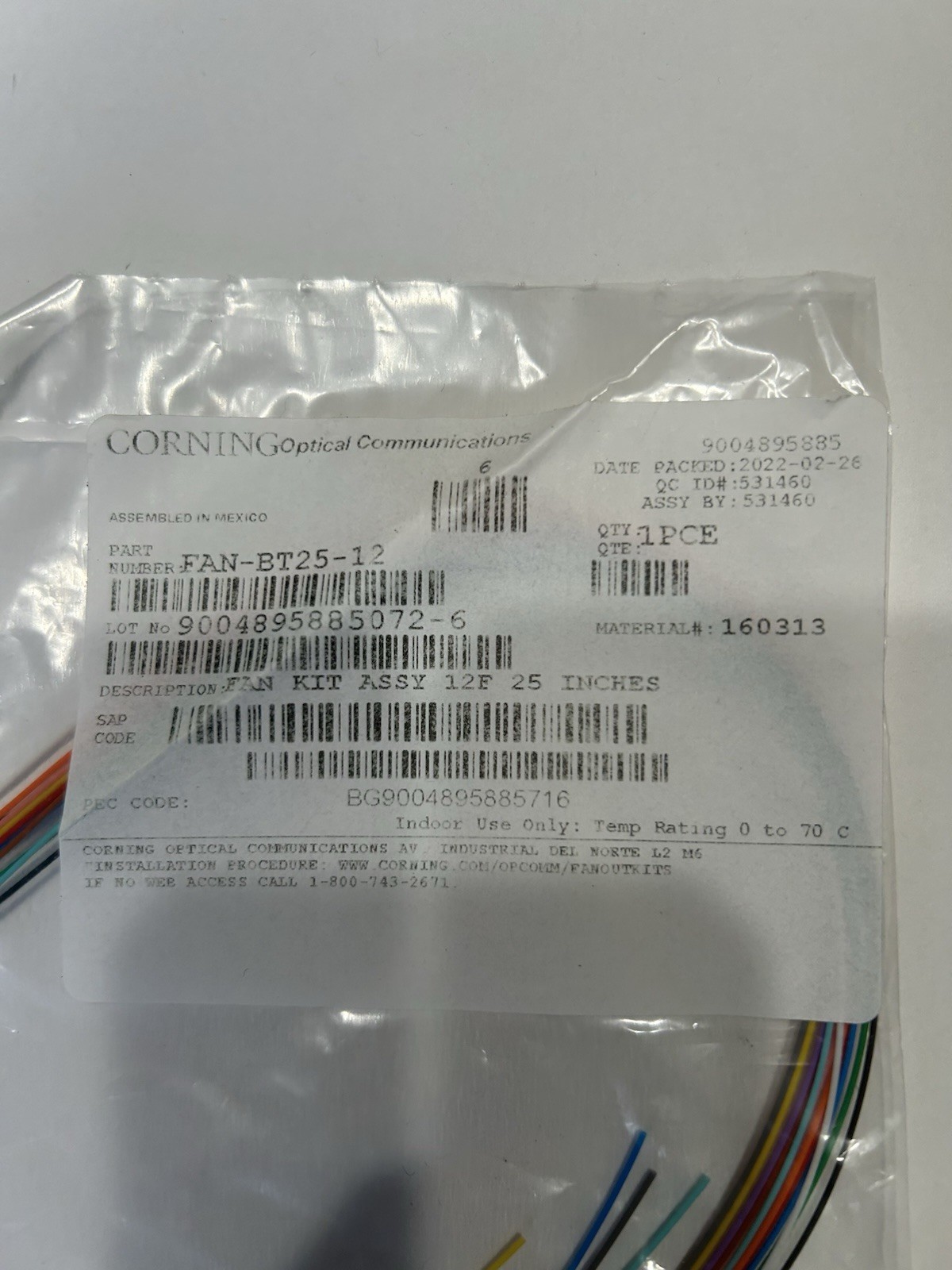 Fiber Lot Corning, commscope, unicams, patch cord, fanout kit, Allen tel,