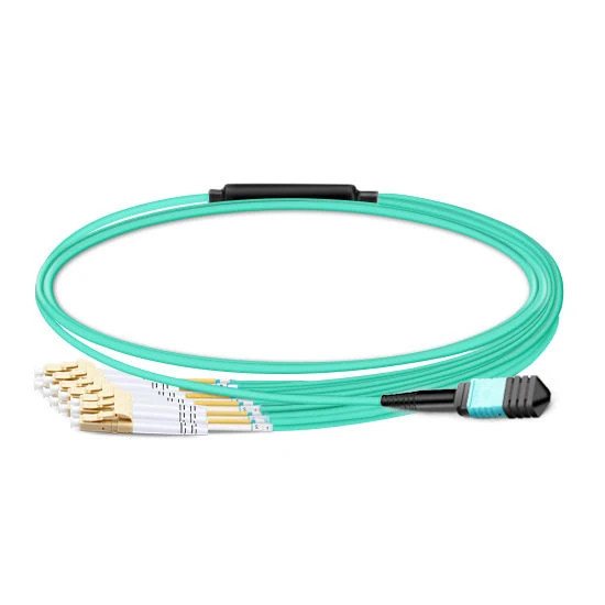 MPO UPC Female to 6 LC UPC Duplex OM3 Fiber Breakout Cable, 12 Fibers, Type B