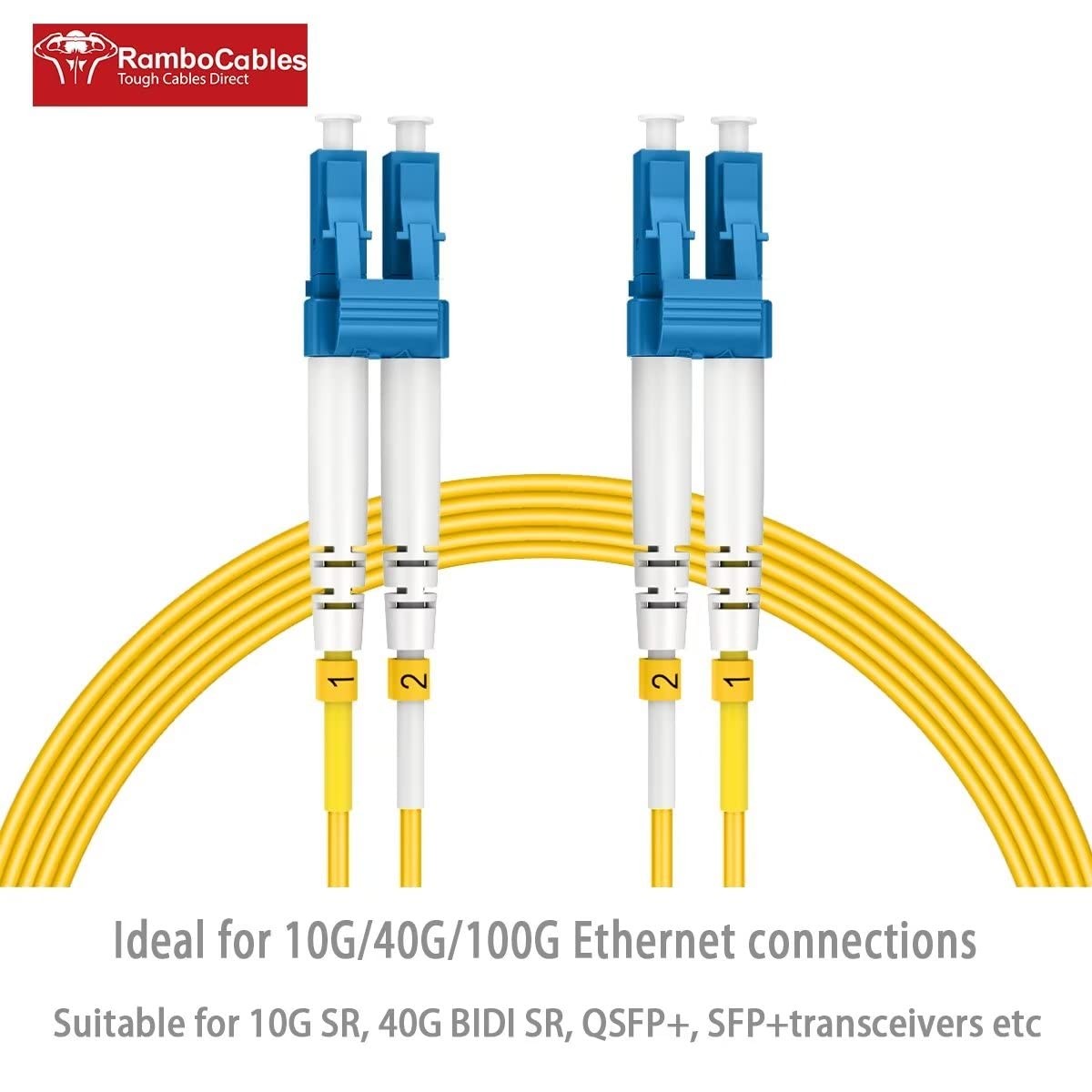 RamboCables-OS2 LC to LC Single Mode Fiber Patch Cables, 1000ft/300m