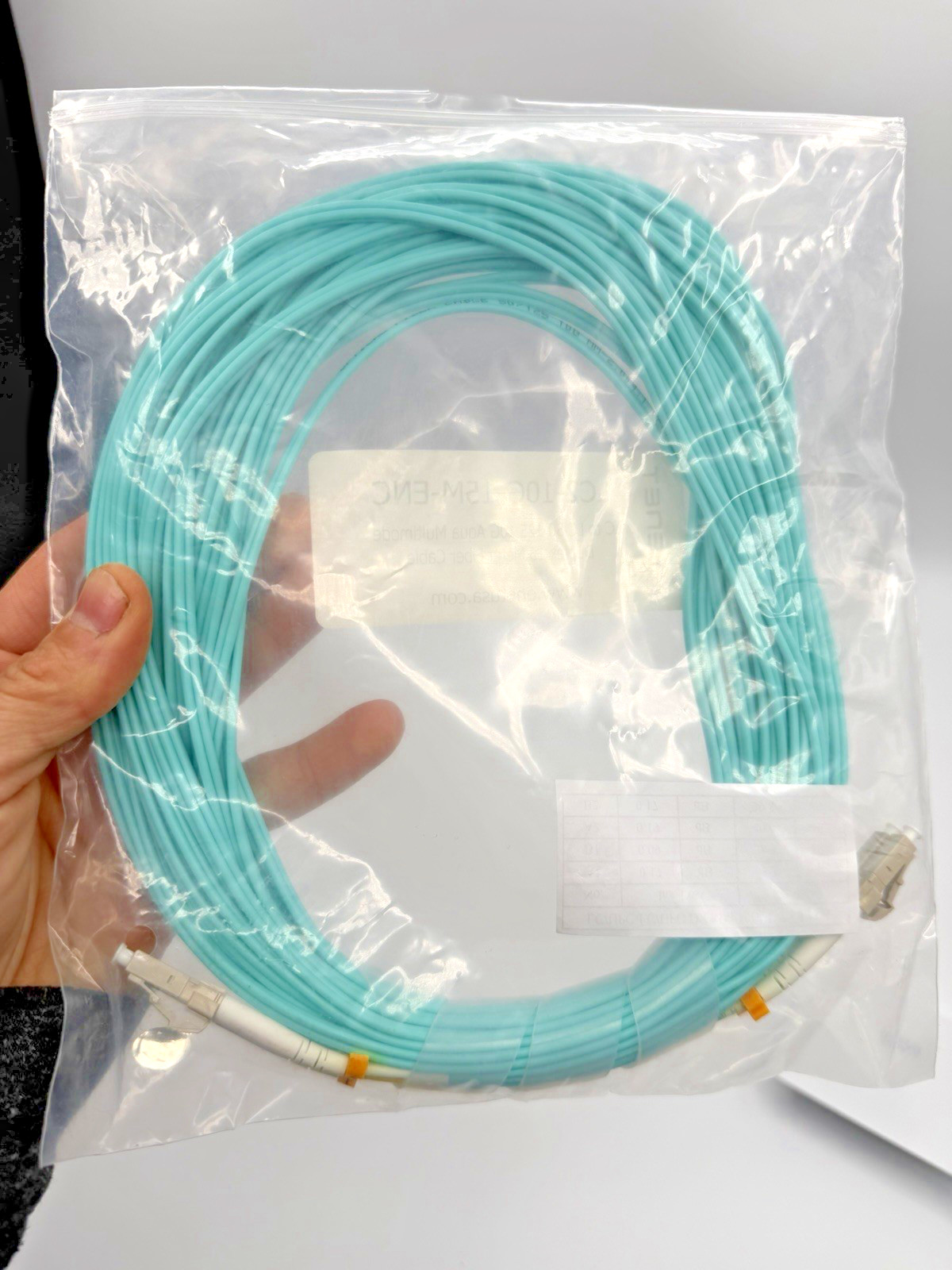 ENET LC2-10G-15M-ENC LC to LC OM3 50/125 10G Duplex Fiber Optic Cable 15M