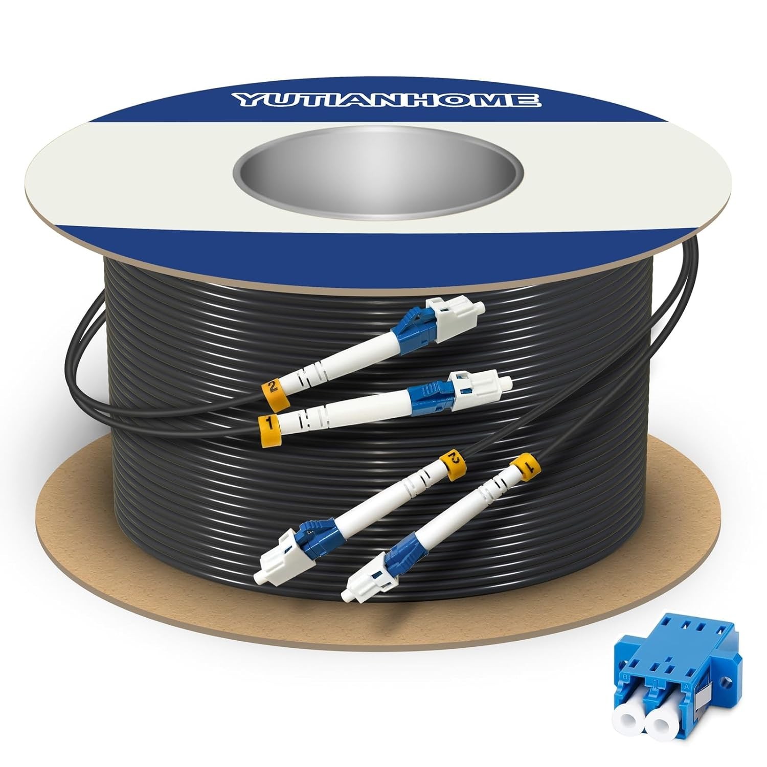 500Ft/150M LC to LC Armored Outdoor Fiber Optic Cable, Single Mode Duplex Fiber