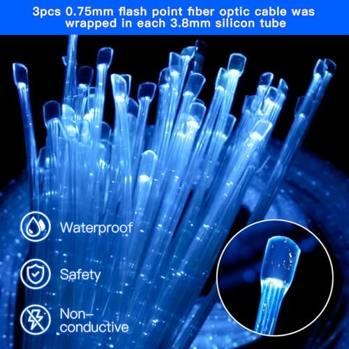 50pcs 6.5ft Side Glow Fiber Optic Sensory Light for Autism 50pcs 0.03in